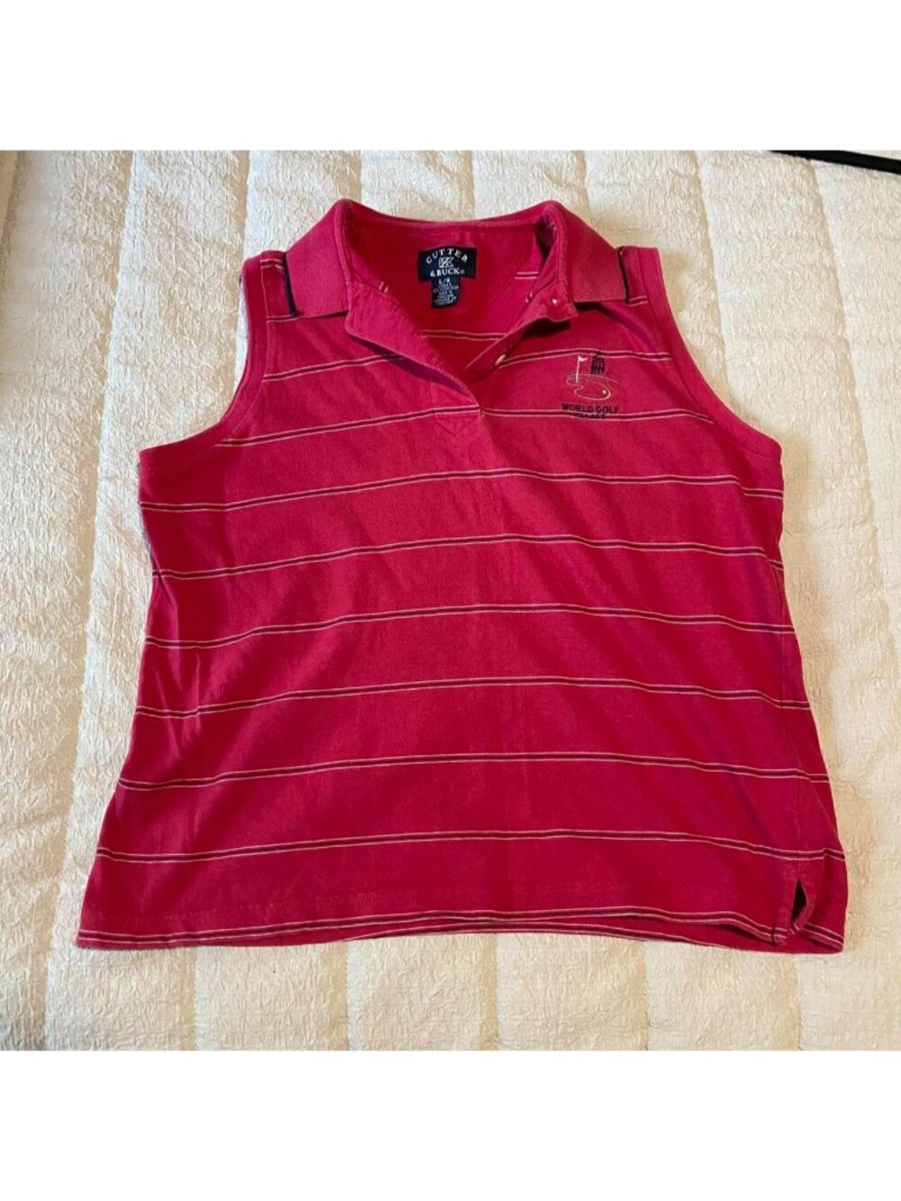 Cutter & Buck red striped golf polo shirt #golfwear #preppy